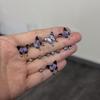 Fairy Purple and Blue Butterfly Rhinestone Asymmetrical Stud Earrings Dark Goth Insect Earrings Women Fashion Jewelry
