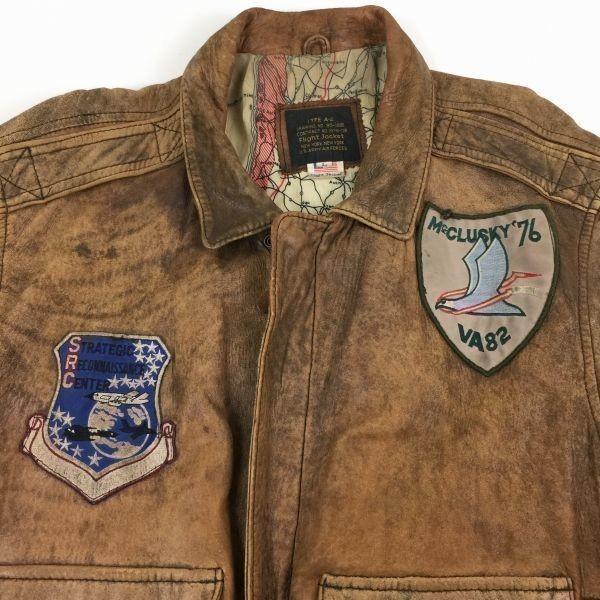 70. léta?/1978 Letecká bunda A-2 U.S.. Kožená bunda Armádního letectva Hnědá velikost L(POUŽITÝ)