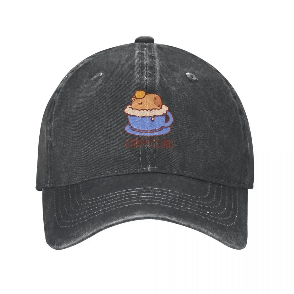 Cappyccino, capybara in a cappuccino, blue cup Cap Cowboy Hat new in hat Sun cap Women's golf clothing Men's