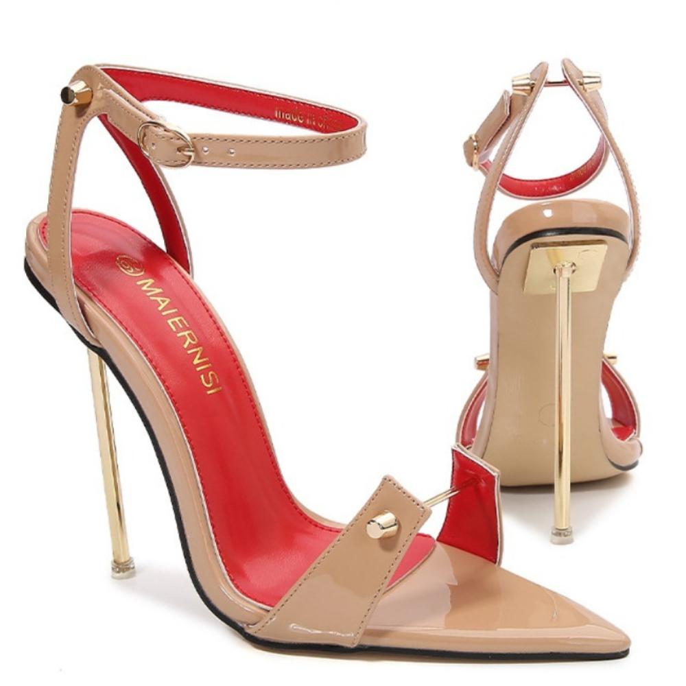 12cm Nuevos Zapatos de Salón Metálicos para Mujer con Tacón Fino de Aguja y Punta Fina, Calzado Poco Profundo de Talla Grande Para Espectáculo en Escenario Cosplay Sesión de Fotos WZ-A13-80