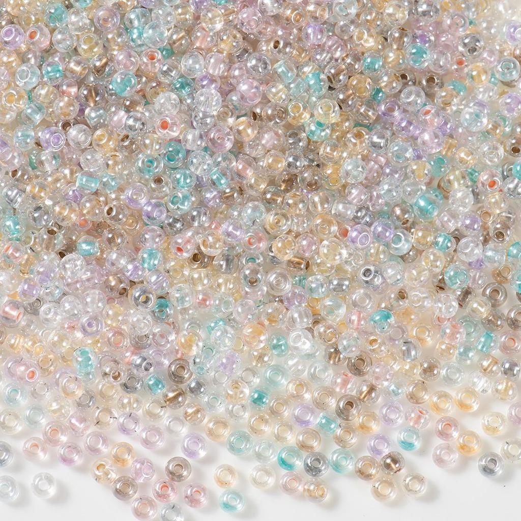 FGB Multicolor 3mm Dyed Core Unicorn Glass Seed Beads for DIY Jewelry and Bracelets