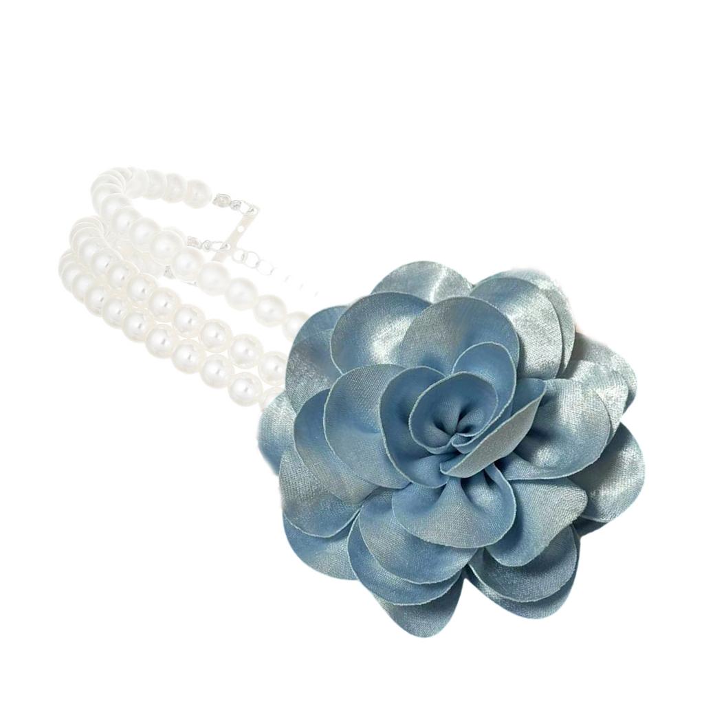 Elegant Floral Charm Necklace Adjustable Chain for Sensitive Skin Simulated Pearls Neckchain Jewelry for Women Lady