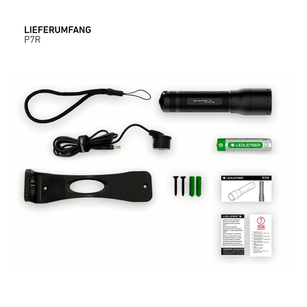 Ledlenser P7R LED USB Rechargeable Japanese Flashlight, [Official Product]
