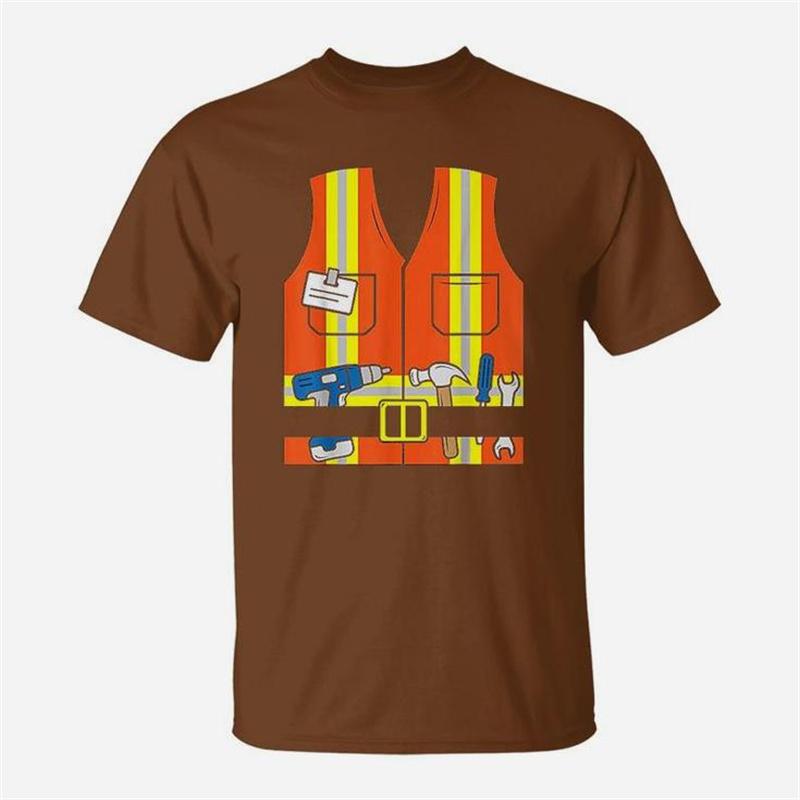 3D Bauarbeiter Orange Warnweste Grafik T-Shirt für Unisex Kleidung Sommer Lässig Unisex Oberteile T-Shirts Mode T-Shirt