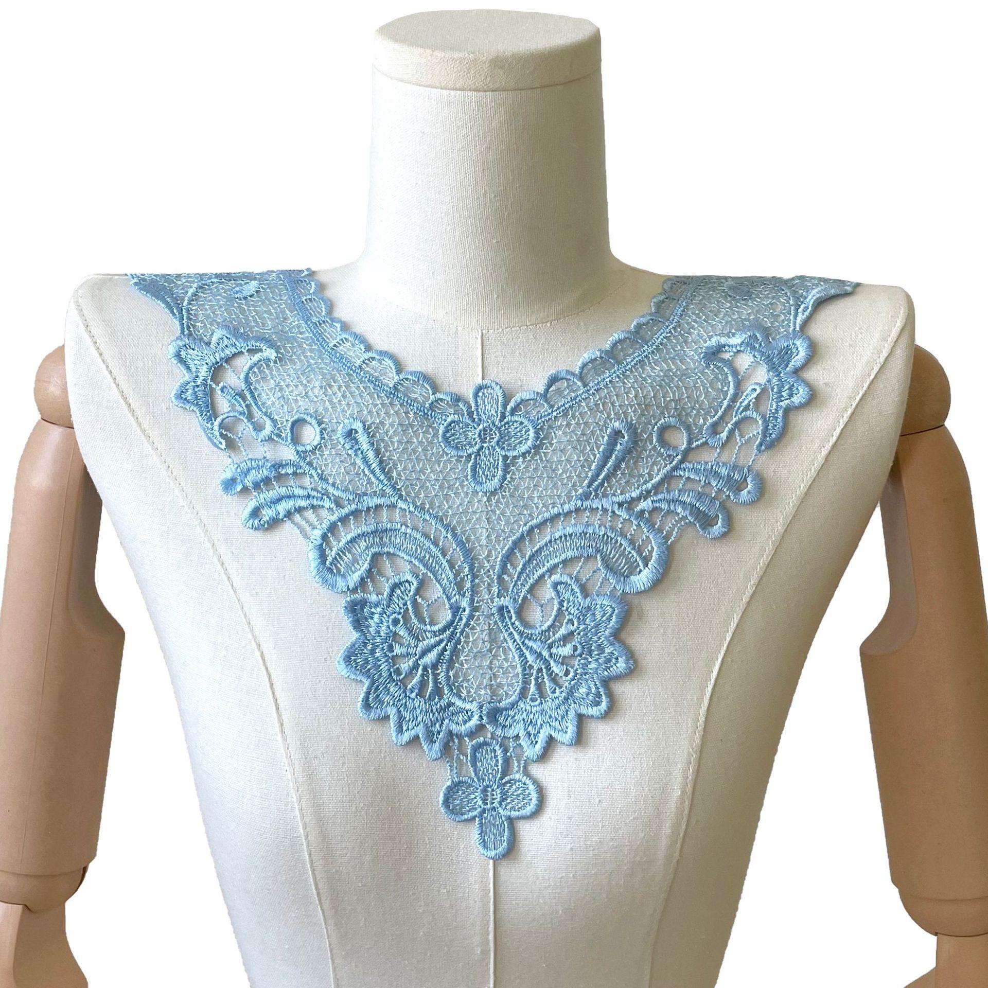 

Water-soluble lace collar, hollow embroidered corsage DIY lace accessories, three-dimensional embroidered collar sky blue
