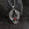Retro Phoenix Pendant Necklace with Imitation Gemstone – Unisex Fashion Trend