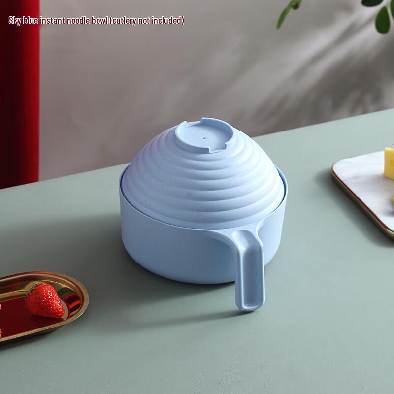 Nordic Style Wheat Straw Instant Noodle Bowl with Lid and Handle