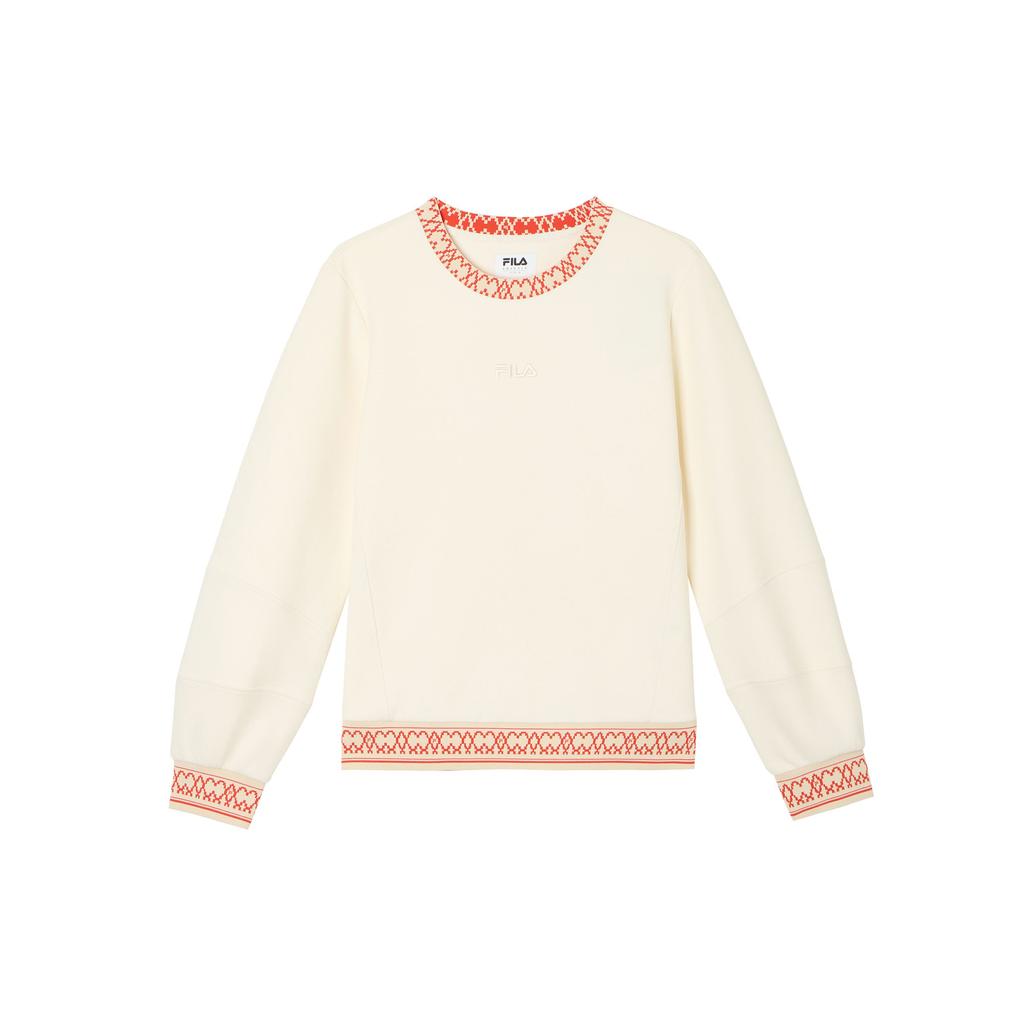 FILA Color Block Logo Print Casual Pullover Sweatshirt Women sweatshirt Light-Green F11W344209FIV