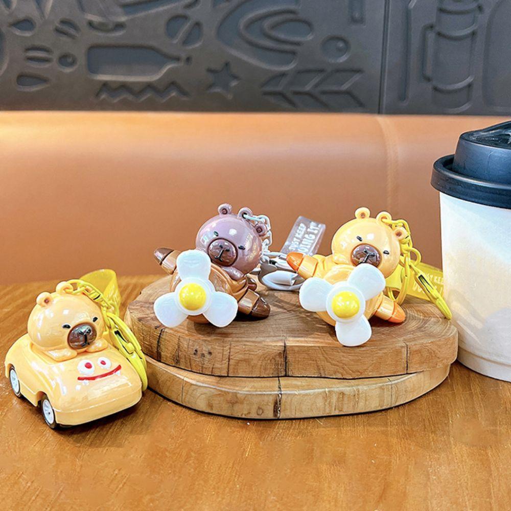 Cute Capybara Car Pendant Cartoon Capybara Aircraft Key Ring Bag Charm