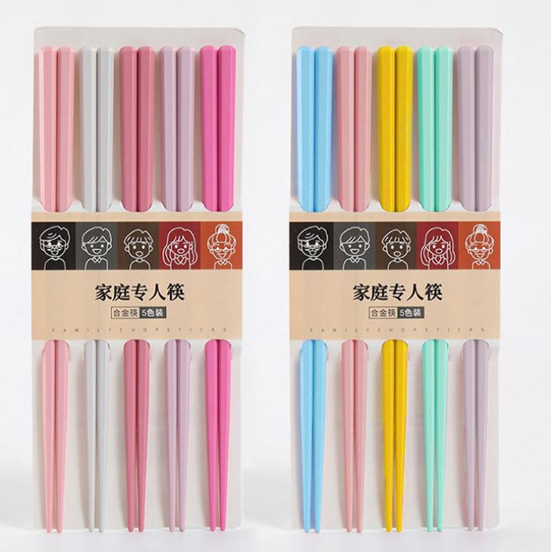 عيدان ماكارون سداسية من سبيكة، عيدان طعام غير قابلة للانزلاق، عيدان طعام مينيمالية بألوان مختلطة لطاولة العشاء، أدوات مطبخ