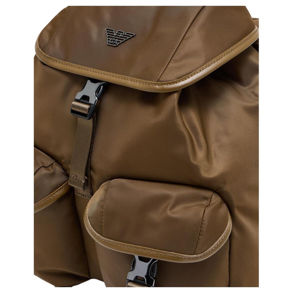 Emporio Armani Solid Color Front Flap Pocket Nylon Backpack Unisex backpack Beige EM004503-AF13454-U6141