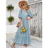 Summer Floral Print Women Casual Dress High Waist Loose O Neck Large Size Ankle Length Long Sleeve Spring Dress