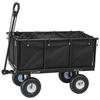 Garden Cart, 544.3 kg, Heavy Duty Steel Hand Trolley, Yard Utility Wagon Outdoor Transport Cart with 10-Inch Tires, Adjustable Handle, Detachable Side