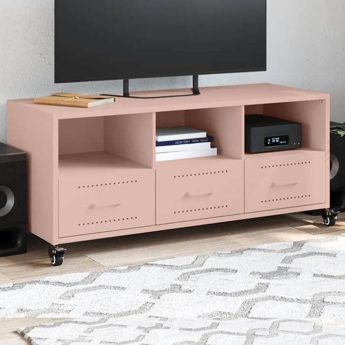 VidaXL TV Cabinet, Television Stand with Drawers and Shelves, TV Stand with Living Room Storage, Pink 846693