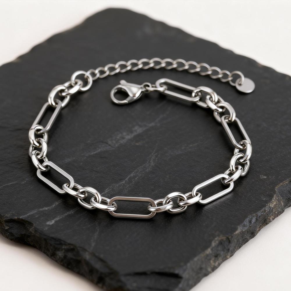 New Fahison Men's Chain Bracelet,Stainless Steel Silver Color Adjustbale Link Wristband,Hip Hop Jewelry Gift