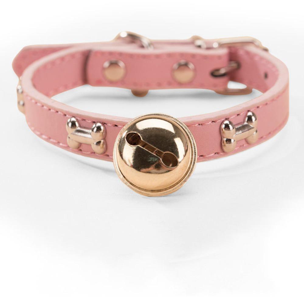 Weiches Leder Hunde Spazierhalsband Haustier Pfotenabdruck Knochen Katze Glockenhalsband Für Kleinen Hund Kätzchen