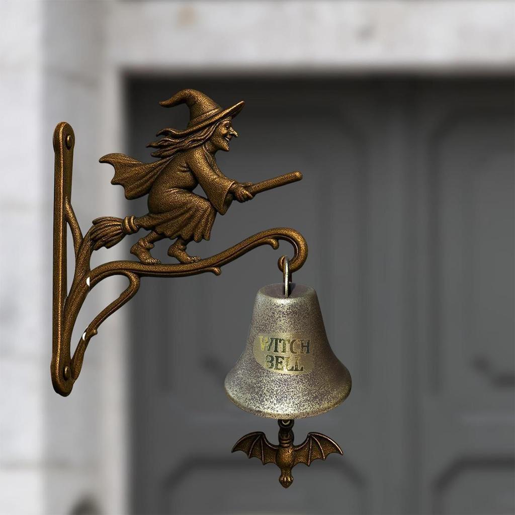 Witch Bell Wind Chimes Witch Iron Broom Door Hanger Hanging Decor Garden Decor Outside Doorbell for Cottage Porch Entrance Shop