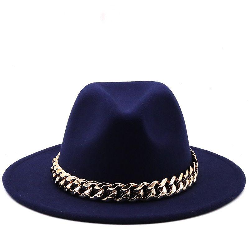 Winter Men's Woolen Jazz Hat New Large Eave Hat Fashionable Flat Brimmed Top Hat