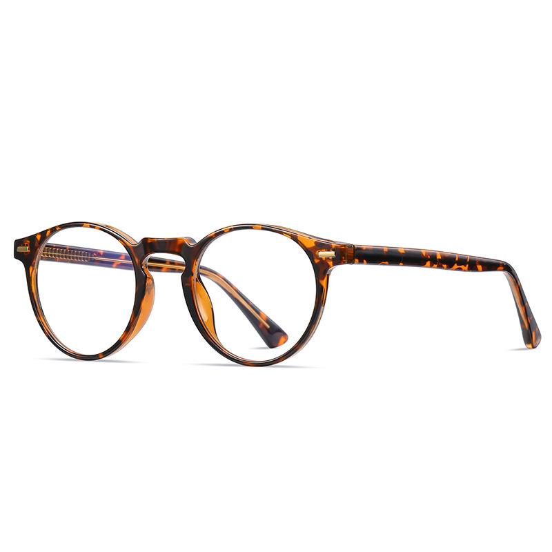 

Retro TR90 Round Blue Light Blocking Glasses - Black Myopia Prescription Optical Frame with CP Insert