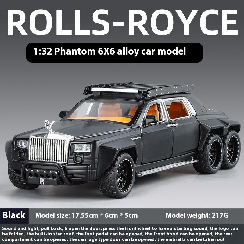1/32 Scale Rolls Royce Phantom 6X6 Modified Alloy Diecast Metal Model Car Sound & Light Hobby Collectibles Holiday Gifts for Boyfriend