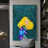 Abstract Flowers Girl Hair Wall Art Canvas Painting Bird Nordic Poster Art Prints Wall Pictures for Living Room Vintage
