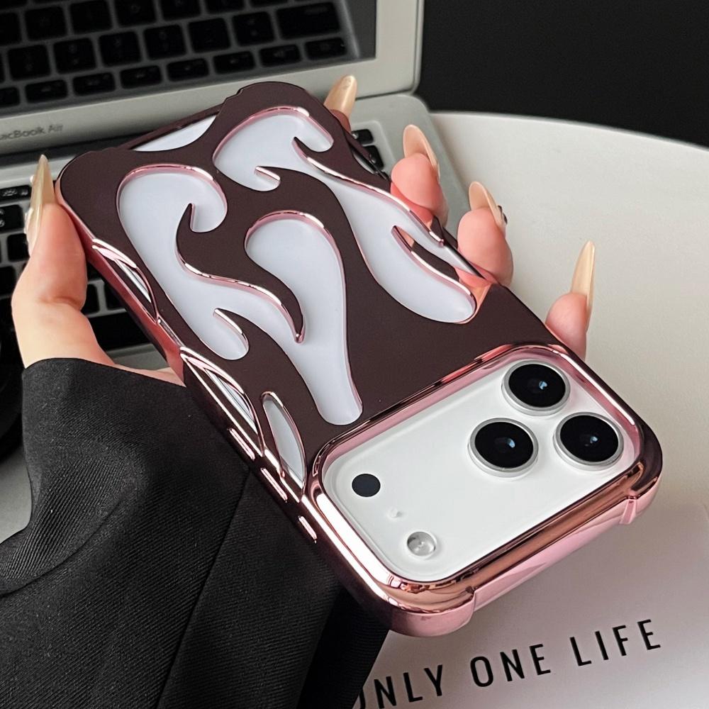 Per custodie iPhone 17 Pro Placcatura TPU Modello Fiamma Vuota 3D Custodia per Telefono Antiurto per iPhone 17 16 Pro Max Air 15 16 Plus Cover