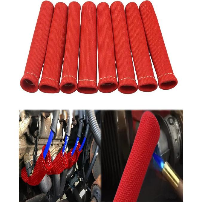 Spark Plug Wire Heat Shield - 8 PCS 2500° Spark Plug Wire Boots Protector, 6 Inches Spark Plug Heat Sleeve Protection Cover Replacement for LS1 /