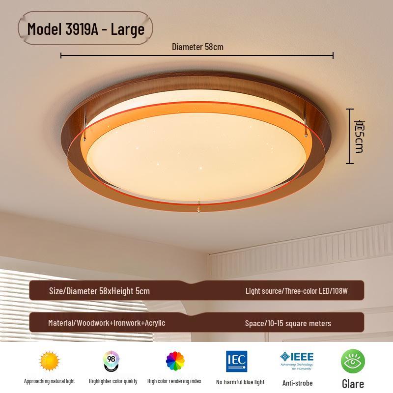 Chinese-Style Retro Minimalist Ceiling Light for Bedroom, Living Room, or Dining Room