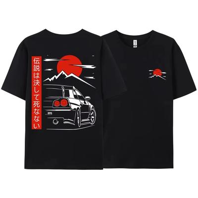 2025 Japanese Style Car JDM Culture GTR Racing T Shirts Men Women Street Wear Original Design Oversized 100_ Cotton Couple