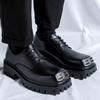Fashion Trendy men's thick soled men's leather shoes Fashionable and personalized design style leisure business height increasing shoes