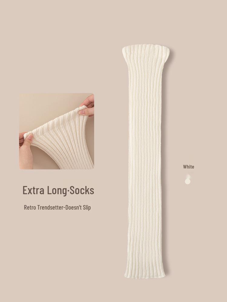 2025 A/W Women's Thick Knitted White Leg Warmers for Autumn/Spring - Hot Girl Style Calf Snow Boots Accessory.