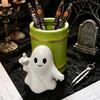 Large Capacity Pen Barrel For Office Halloween Holder, Cute Ghost/Skull Bamboo Tube Shaped Pencil Creative Dark Style Workspace Decor Cup,