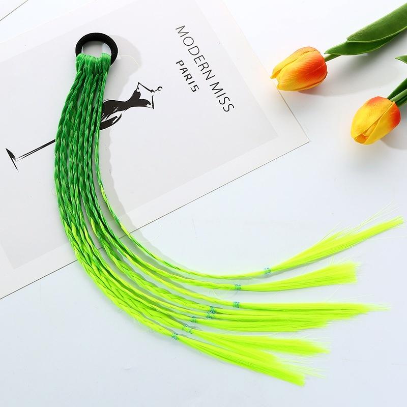 

1 шт. Новый красочный парик-хвост для девочек, детские аксессуары для волос, повязка на голову, украшение для волос, резинки для волос, красивые резинки для волос