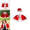 Xmas Red Velvet Santa Claus Hooded Cloak With Hat For Kids Adults