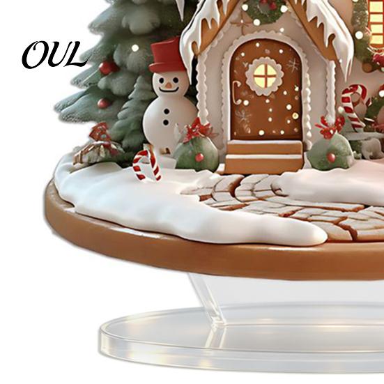 Indoor Holiday Display Pieces Acrylic Christmas Table Decor, Gingerbread House Tree Ornaments, Ornaments for Desk Waterproof Desktop Decorations