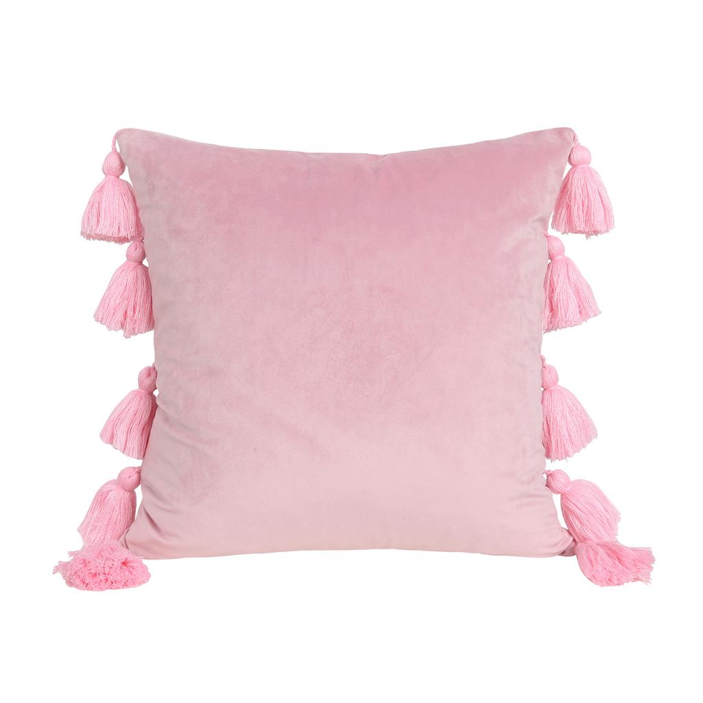 Comfortable Velvets Throw Pillowcase with Fringes Detail Bohemian Cushions Cover for Bed and Chair