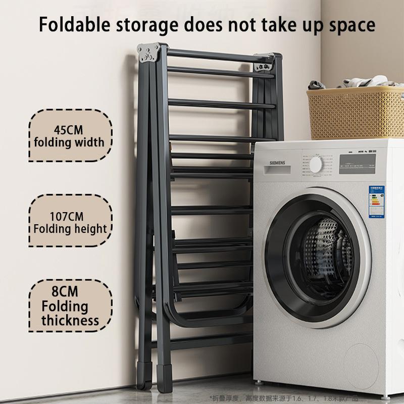 Household Airfoil Floor Drying Rack Balcony Multifunctional Folding Hanger Simple Stabilize The Carbon Steel Quilt Rack