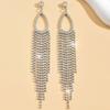 Ladies Light Luxury Elegant Shines Crystal Long Tassel Ear Drop