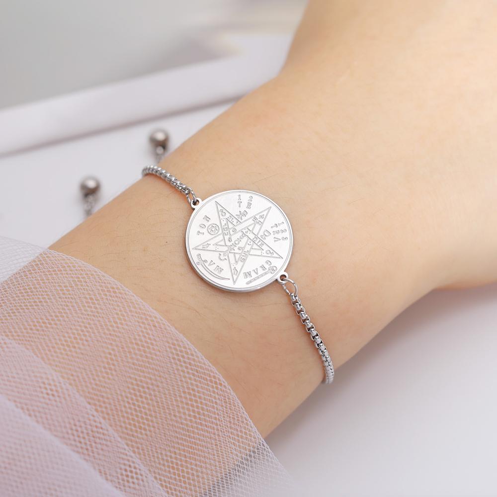 

Dawapara Tetragrammaton Ім я Бога Пентакль Браслет для жінок з нержавіючої сталі Чарівна Благословенна Пентаграма Соломона Амулет