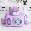 Plastic Straw Water Cup Sealed Design Water Bottle Portable Cartoon Camera Cup  Outdoor Activities