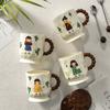 Cartoon Character Cute Mug with Lid and Spoon Retro Girl High Looking Ceramic Children's Cup for Drinking Water for Home Use