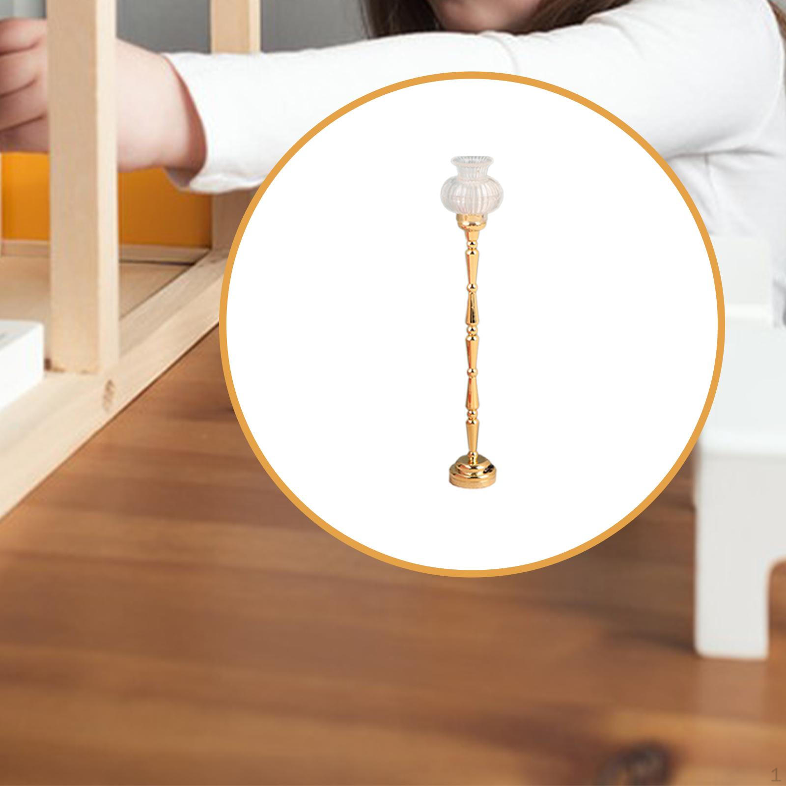 

Лампа для кукольного домика в масштабе 1:12, Миниатюрный светильник, Функциональные аксессуары для кукольного домика, Современный металлический белый