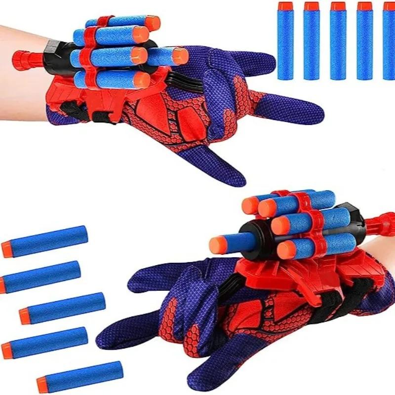 7pcs Spider Launcher Toy Glove Web Shooters Halloween Wristband Prop Boys Cosplay Figure Game Christmas Present Toys