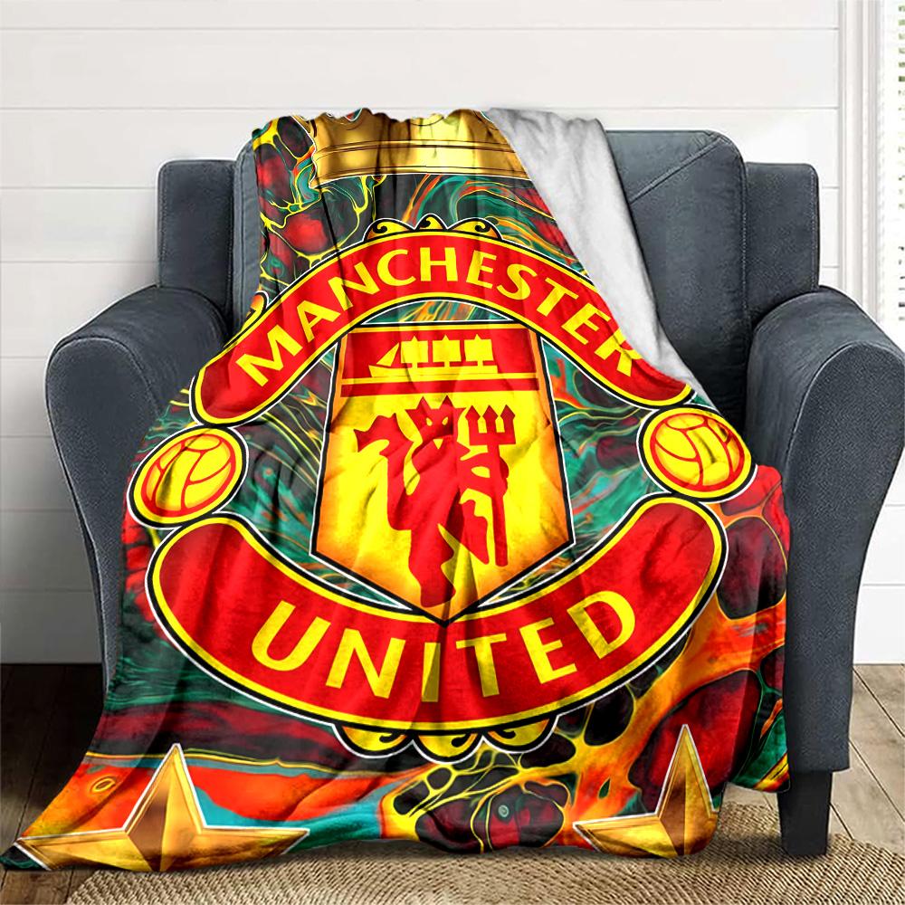 1pc M-Manchester1 Blanket, Gift, for Men and Women, Soft Blanket, Good for Sofa Bed Couch Travel, Lightweight Flannel Blanket