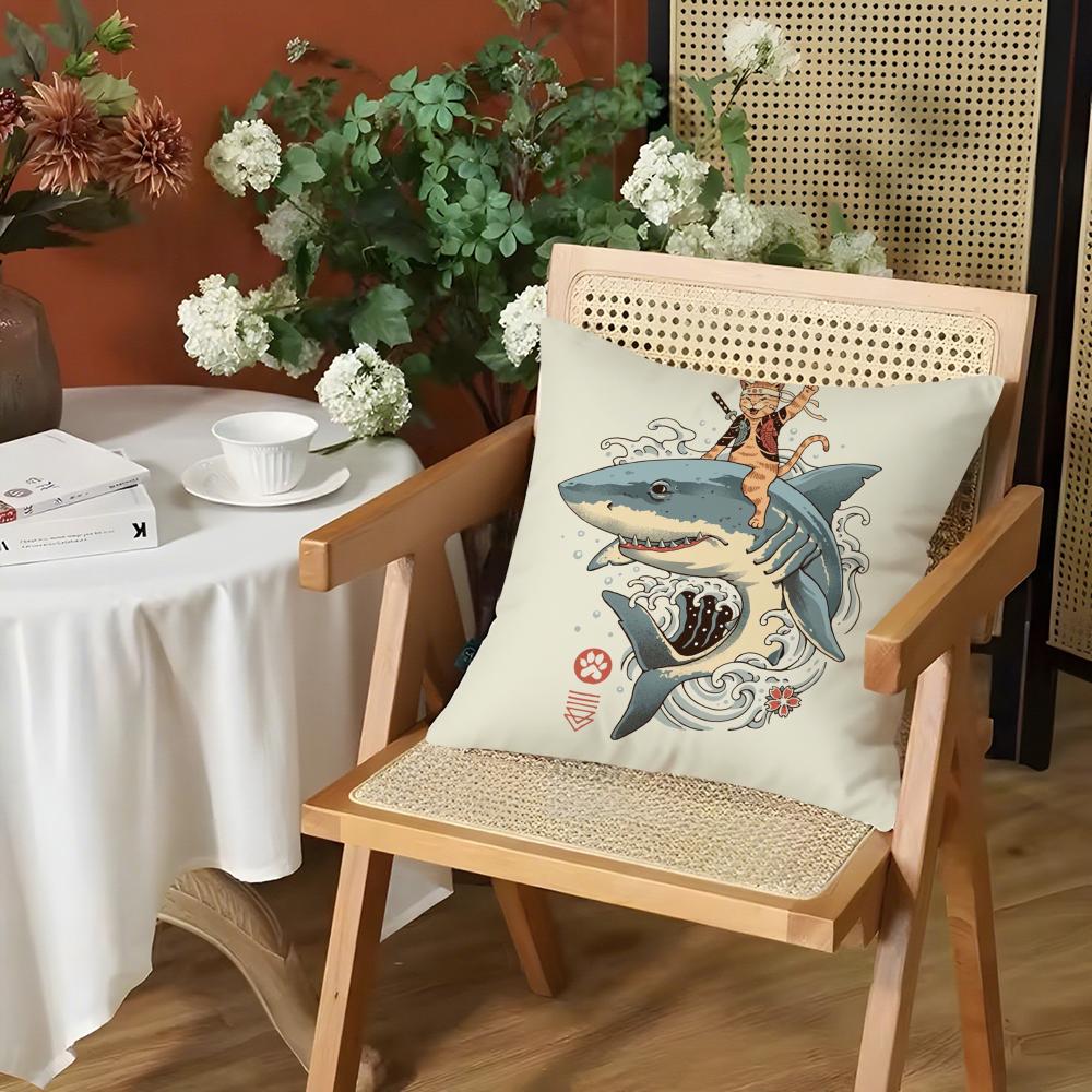 Japanese Style Cat Cushion Cover Silky Short Plush Invisible Zipper Dustproof Sofa Pillow Case for Home Decor