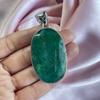 Smaragd Anhänger mit Silberkette Halskette 925 Sterling Silber Anhänger