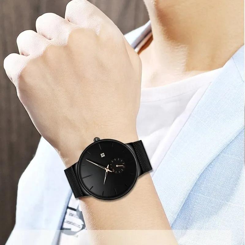 Fashion Mens Watches Top Brand Luxury Quartz Watch Men Casual Slim Mesh Steel Waterproof Sport Watch Relogio Masculino