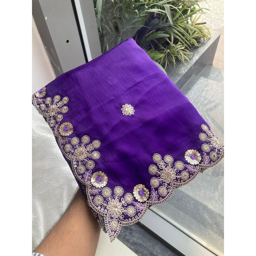 Party Wear Soft Shattin Chiffon Saree