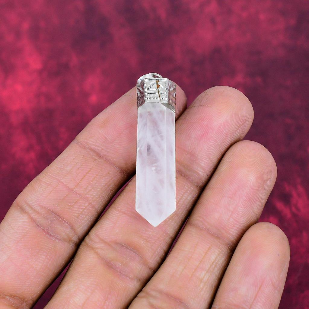 Rose Quartz Gemstone Handmade 925 Solid Sterling Silver Jewelry Designer Silver Chain Pendant Gift for Sister