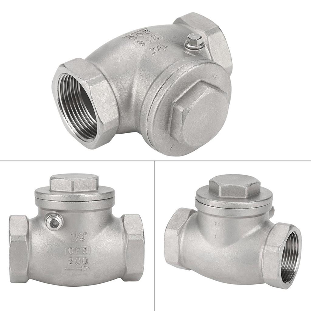 DN32 Stainless Steel One Way Swing Check Valve Female Thread 200PSI for Water Oil Gas